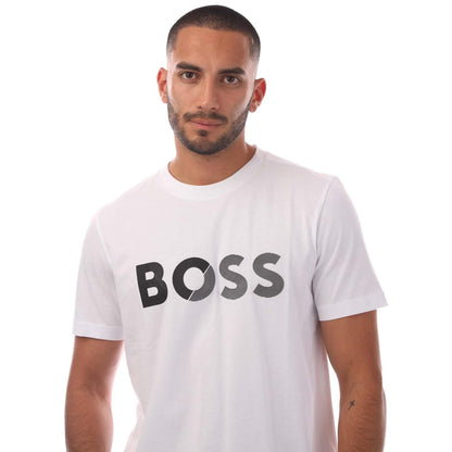 White - Side - Hugo Boss Mens Large Logo T-Shirt
