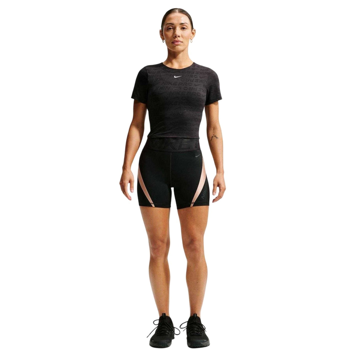 Black - Pack Shot - Nike Womens-Ladies Performance Colour Block Shorts