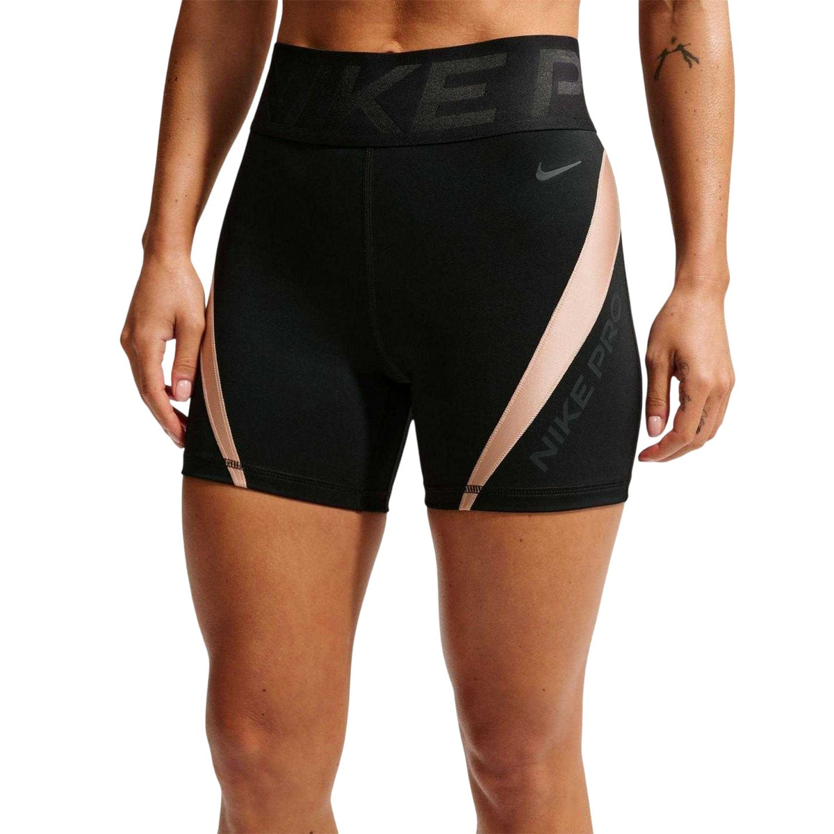 Black - Front - Nike Womens-Ladies Performance Colour Block Shorts