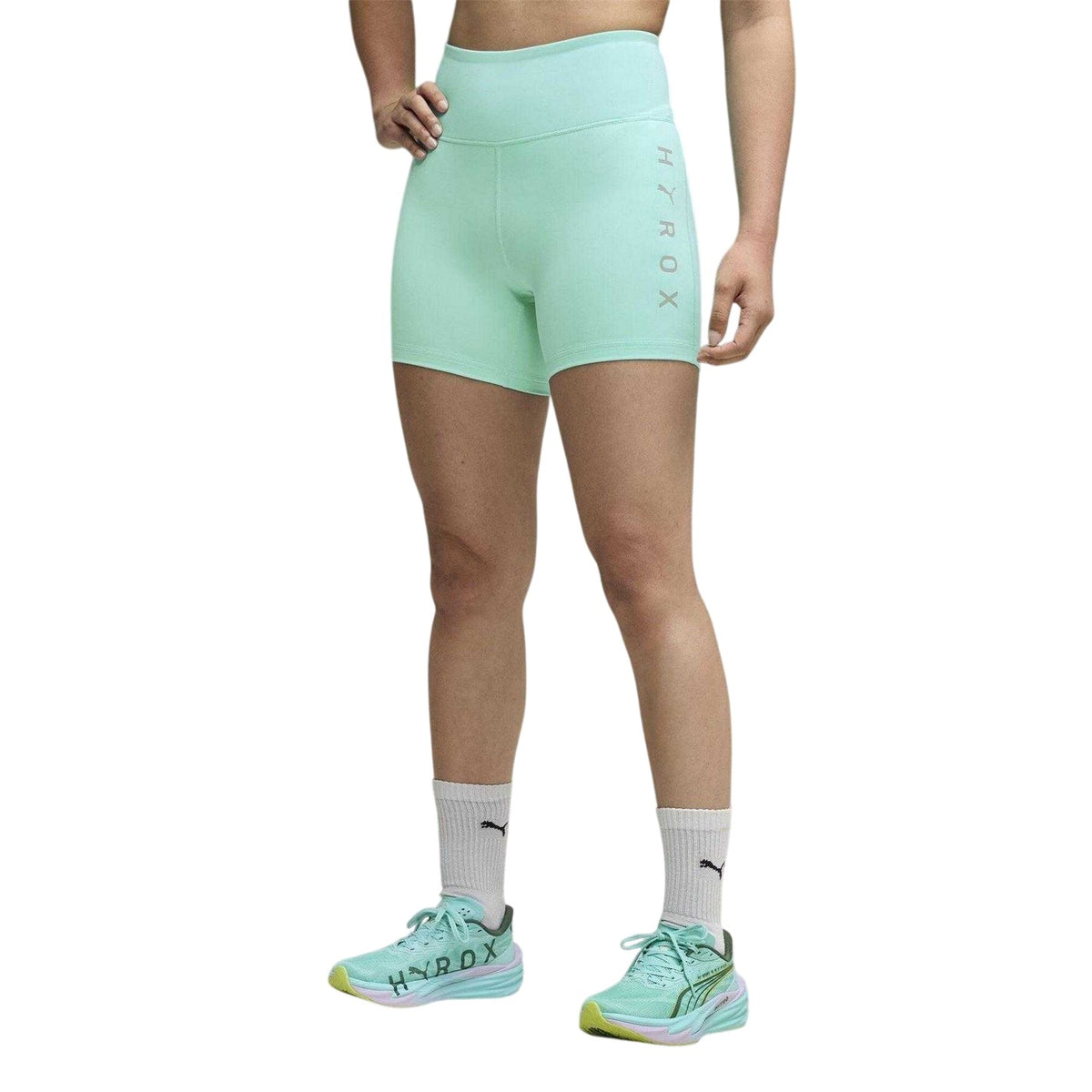 Mint - Side - Puma Womens-Ladies Hyrox Compression Shorts