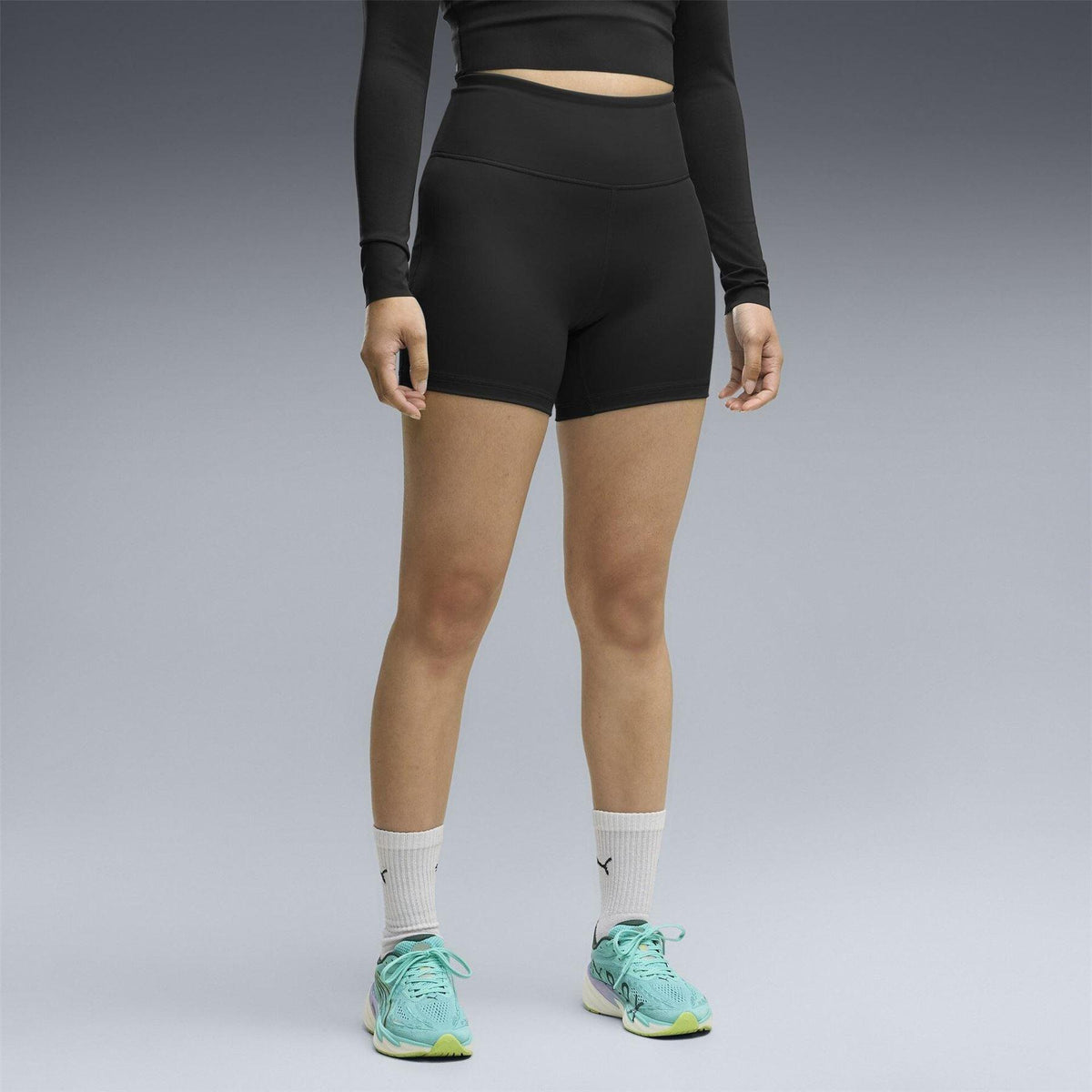 Black - Side - Puma Womens-Ladies Hyrox Compression Shorts