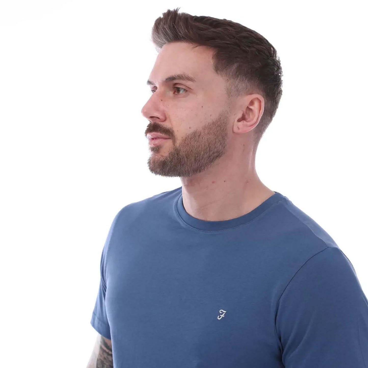 Blue - Side - Farah Mens Dean Short-Sleeved T-Shirt