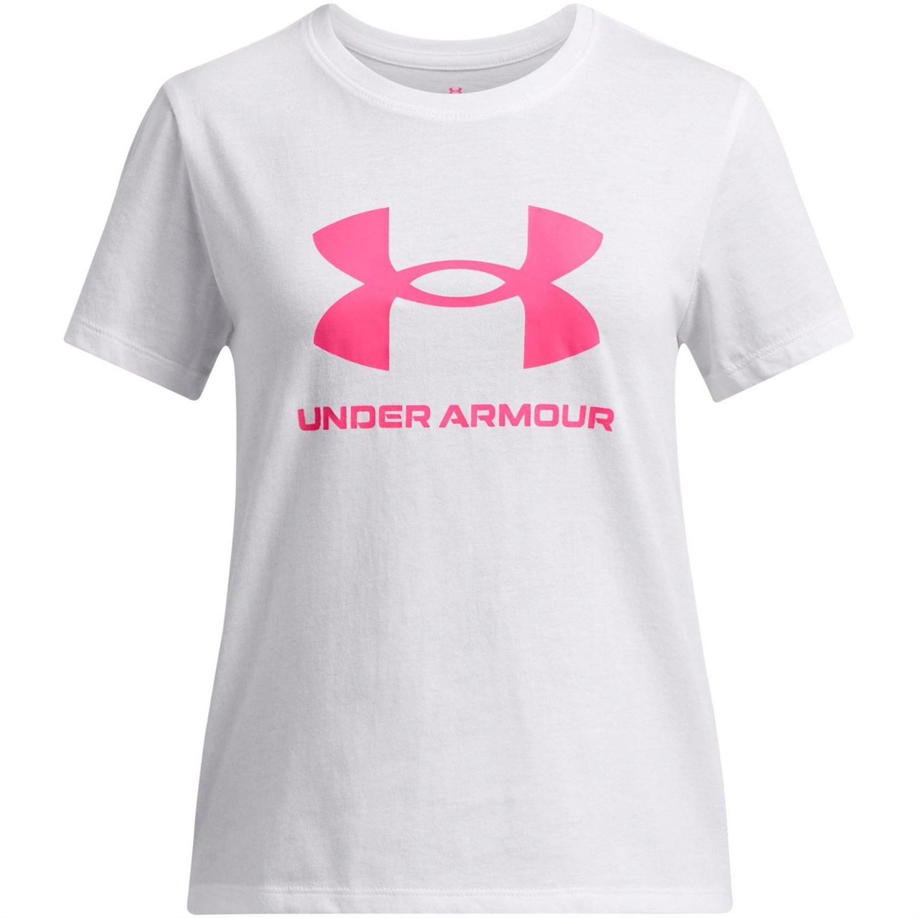 White - Front - Under Armour Childrens-Kids Big Logo T-Shirt