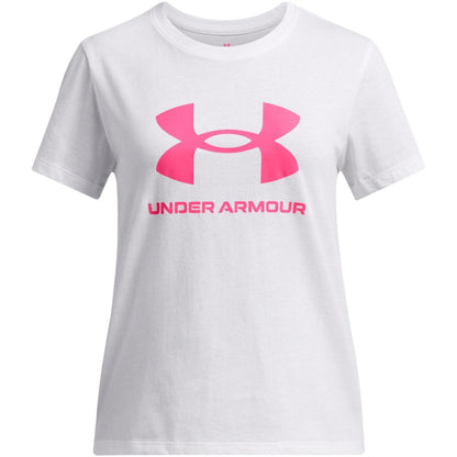 White - Front - Under Armour Childrens-Kids Big Logo T-Shirt