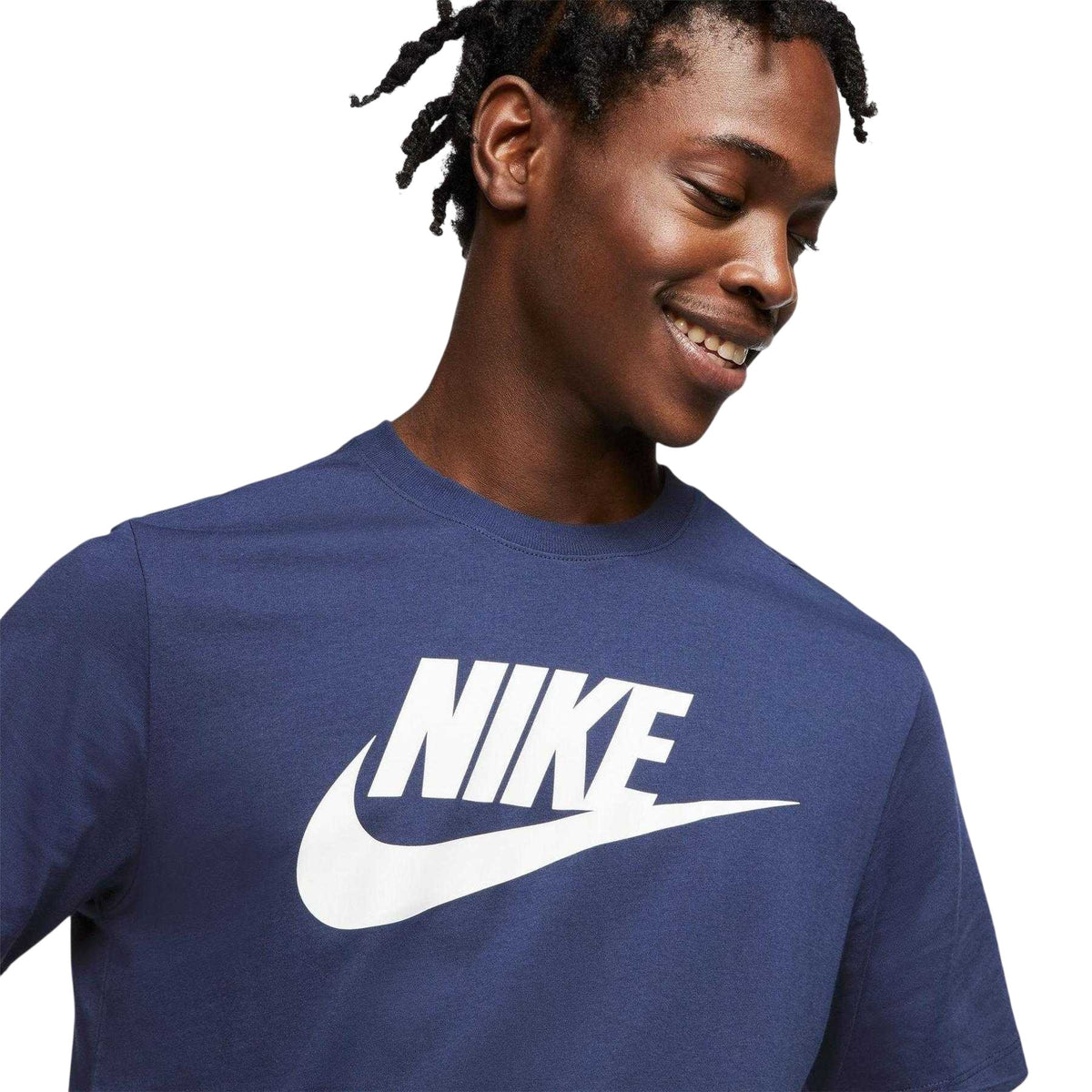 Navy - Side - Nike Mens Sportswear Club Logo T-Shirt