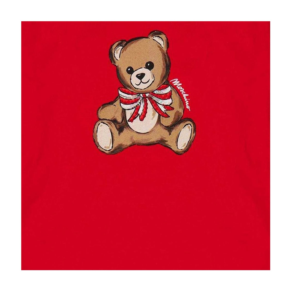 Poppy Red - Side - Moschino Childrens-Kids Teddy Bear Soft Regular T-Shirt