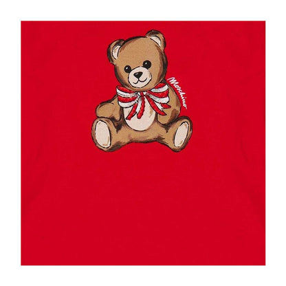 Poppy Red - Side - Moschino Childrens-Kids Teddy Bear Soft Regular T-Shirt