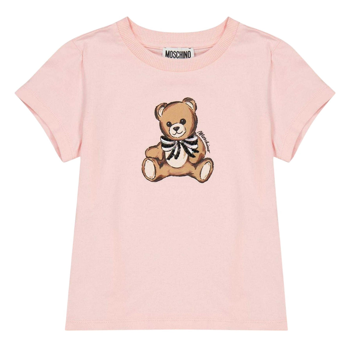 Rose - Front - Moschino Childrens-Kids Teddy Bear Soft Regular T-Shirt