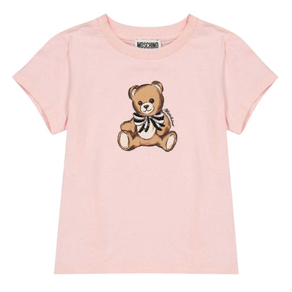 Rose - Front - Moschino Childrens-Kids Teddy Bear Soft Regular T-Shirt