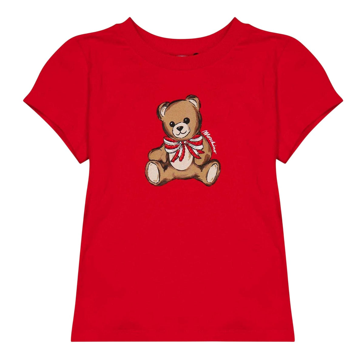 Poppy Red - Front - Moschino Childrens-Kids Teddy Bear Soft Regular T-Shirt