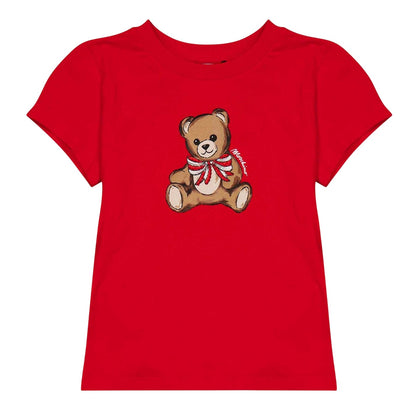 Poppy Red - Front - Moschino Childrens-Kids Teddy Bear Soft Regular T-Shirt