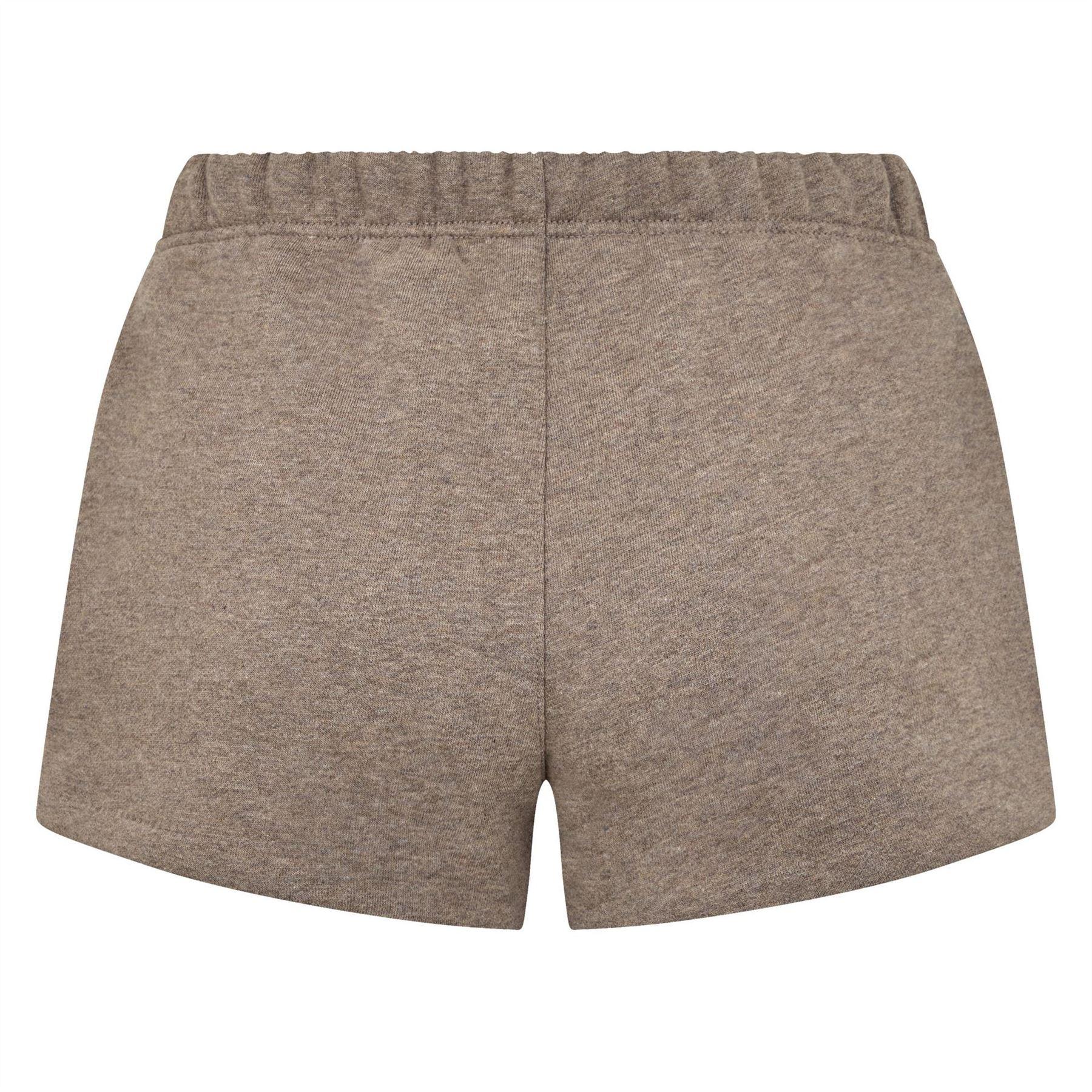 Brown - Back - Fear Of God Essentials Womens-Ladies Fleece Logo Printed Running Shorts