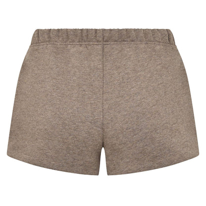 Brown - Back - Fear Of God Essentials Womens-Ladies Fleece Logo Printed Running Shorts