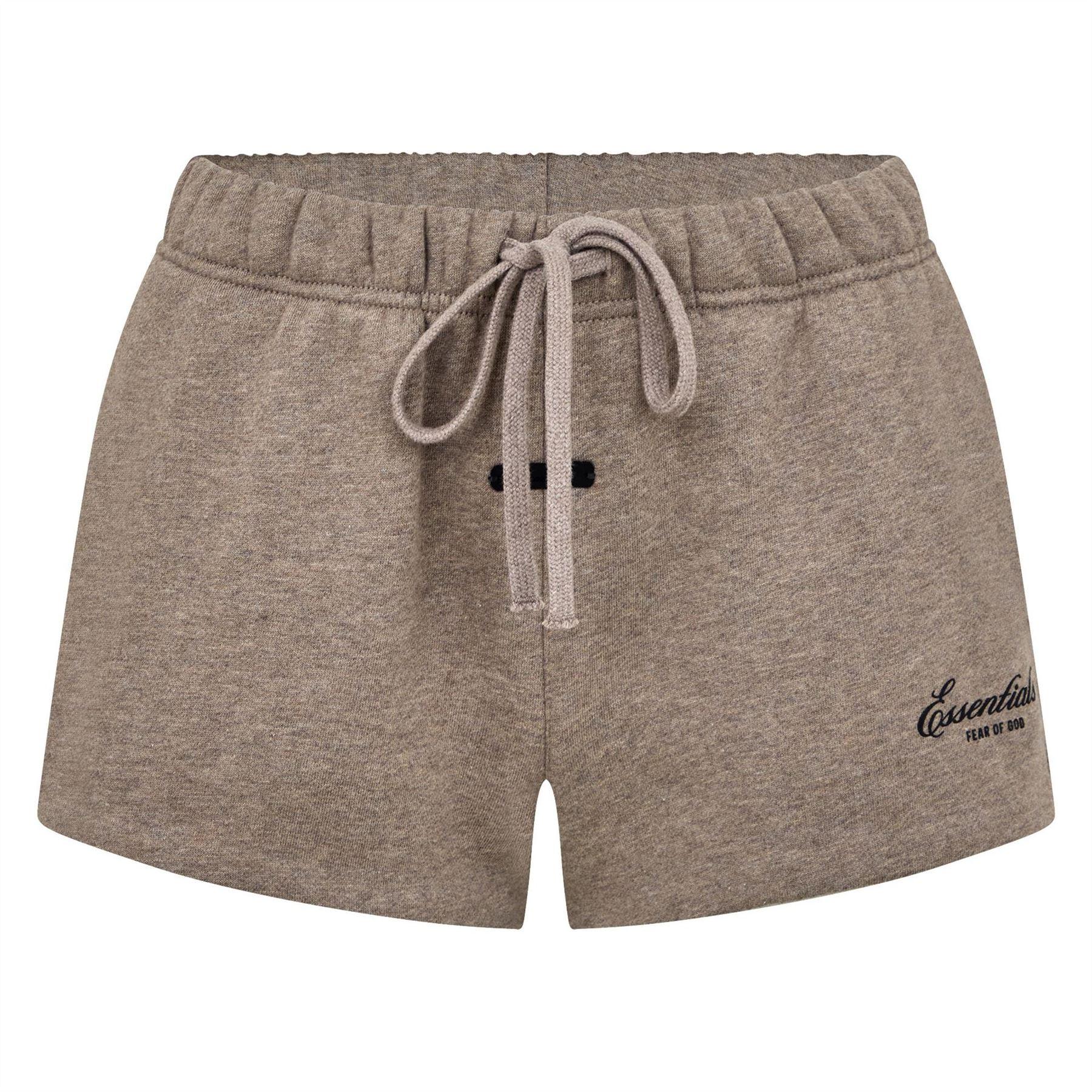 Brown - Front - Fear Of God Essentials Womens-Ladies Fleece Logo Printed Running Shorts