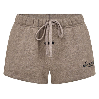Brown - Front - Fear Of God Essentials Womens-Ladies Fleece Logo Printed Running Shorts