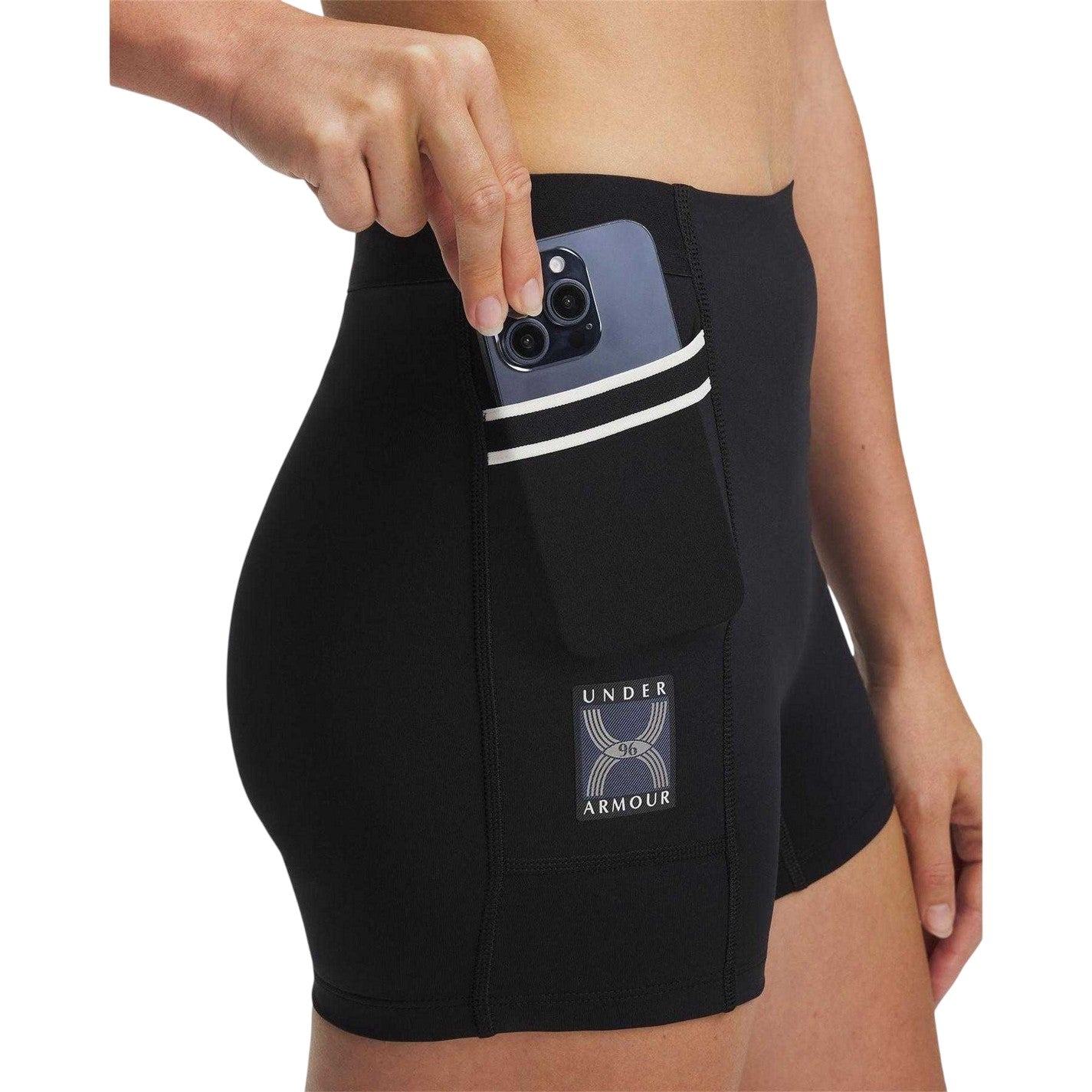 Black - Side - Under Armour Womens-Ladies 96 Running Shorts