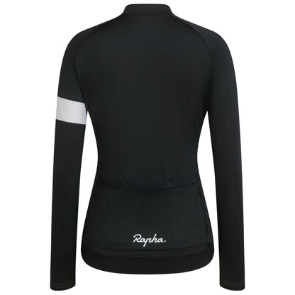 Black - Back - Rapha Womens-Ladies Core Long-Sleeved Cycling Jersey