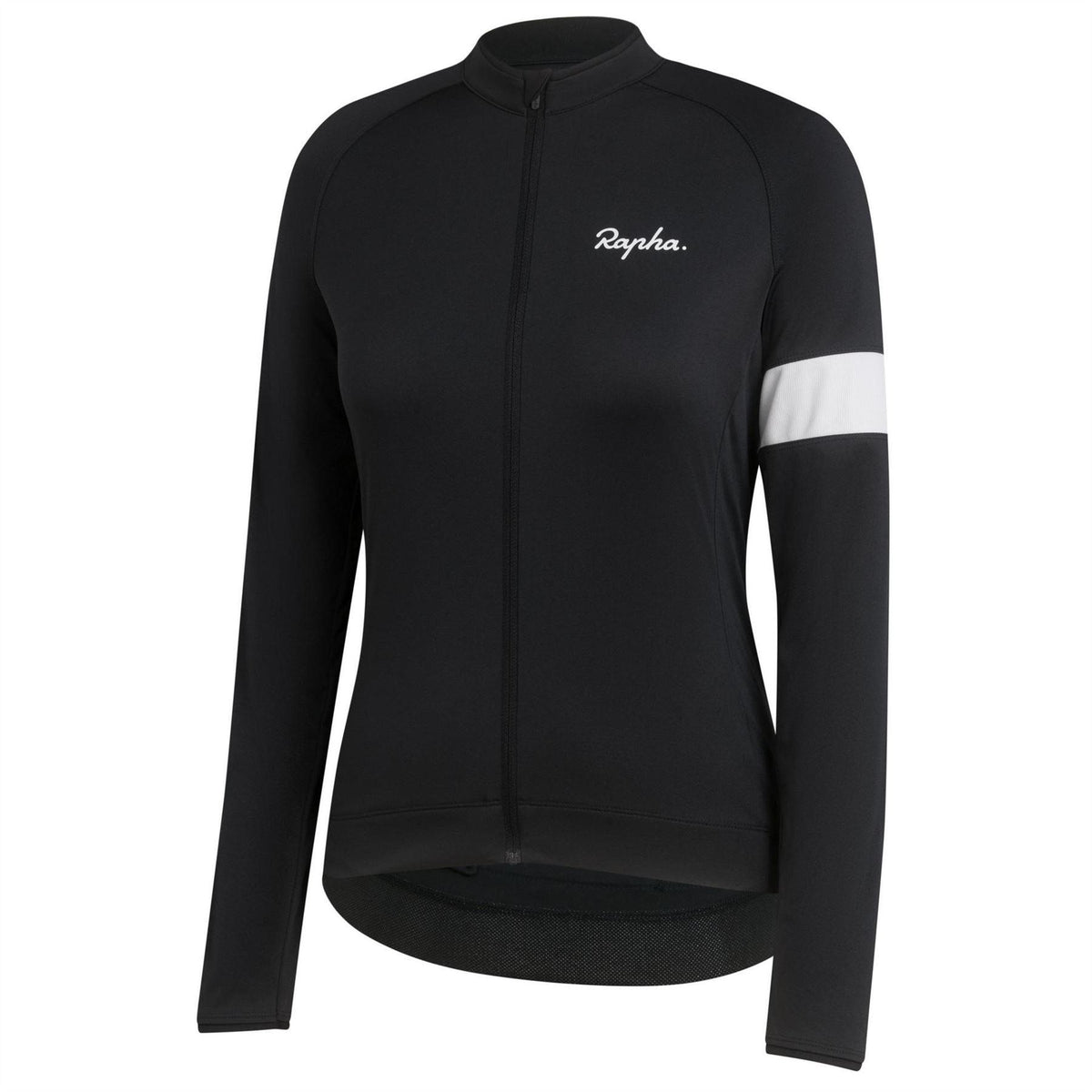 Black - Pack Shot - Rapha Womens-Ladies Core Long-Sleeved Cycling Jersey