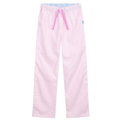 Pink-White - Front - Loungers Womens-Ladies Organic Cotton Striped Lounge Pants
