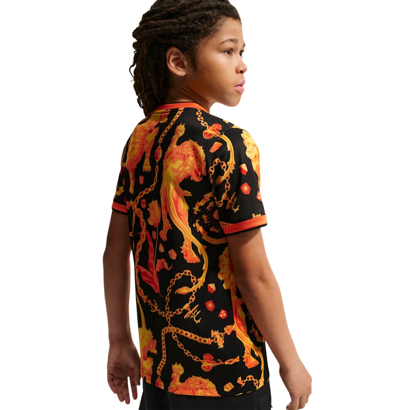 Black-White-Orange - Back - Nike Childrens-Kids Patta 2026-2027 Netherlands FC Football Shirt