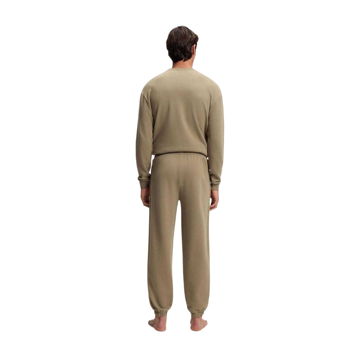 Brown - Back - Boss Mens French Terry Embroidered Logo Tracksuit Bottoms