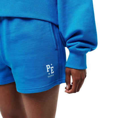 French Blue - Side - PE Nation Womens-Ladies Fleece Shorts