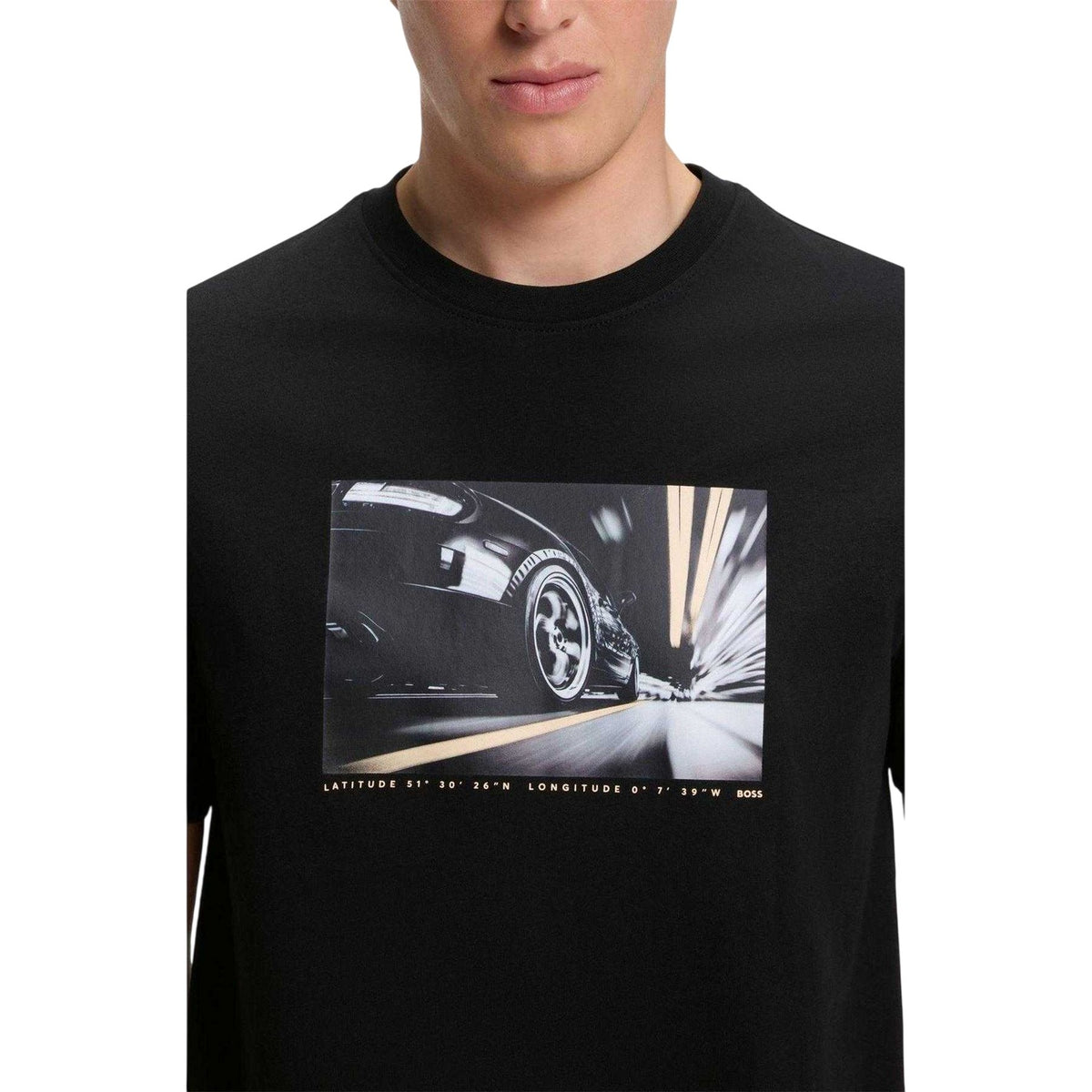 Black - Side - Boss Mens Graphic Print Regular T-Shirt