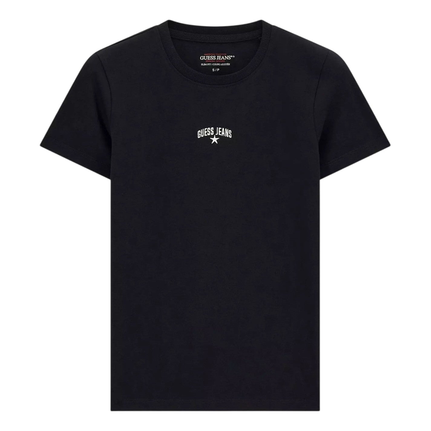 Jet Black - Front - Guess Womens-Ladies Star Print Slim T-Shirt