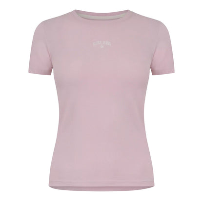 Lilac - Front - Guess Womens-Ladies Star Print Slim T-Shirt