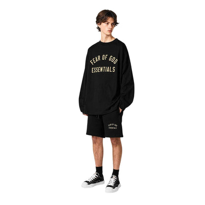 Black - Pack Shot - Fear Of God Essentials Mens Cotton Jersey Relaxed Fit T-Shirt