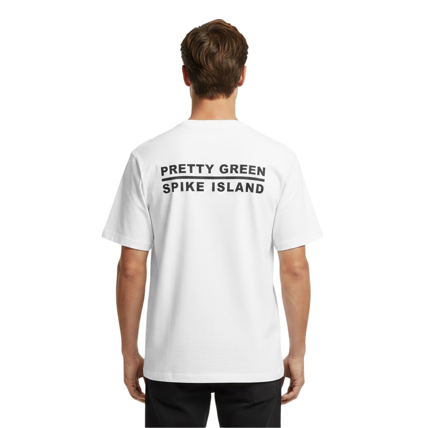 White - Lifestyle - Pretty Green Mens Spike Island Graphic Print T-Shirt