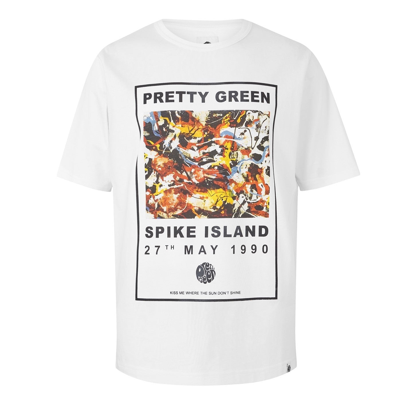 White - Front - Pretty Green Mens Spike Island Graphic Print T-Shirt