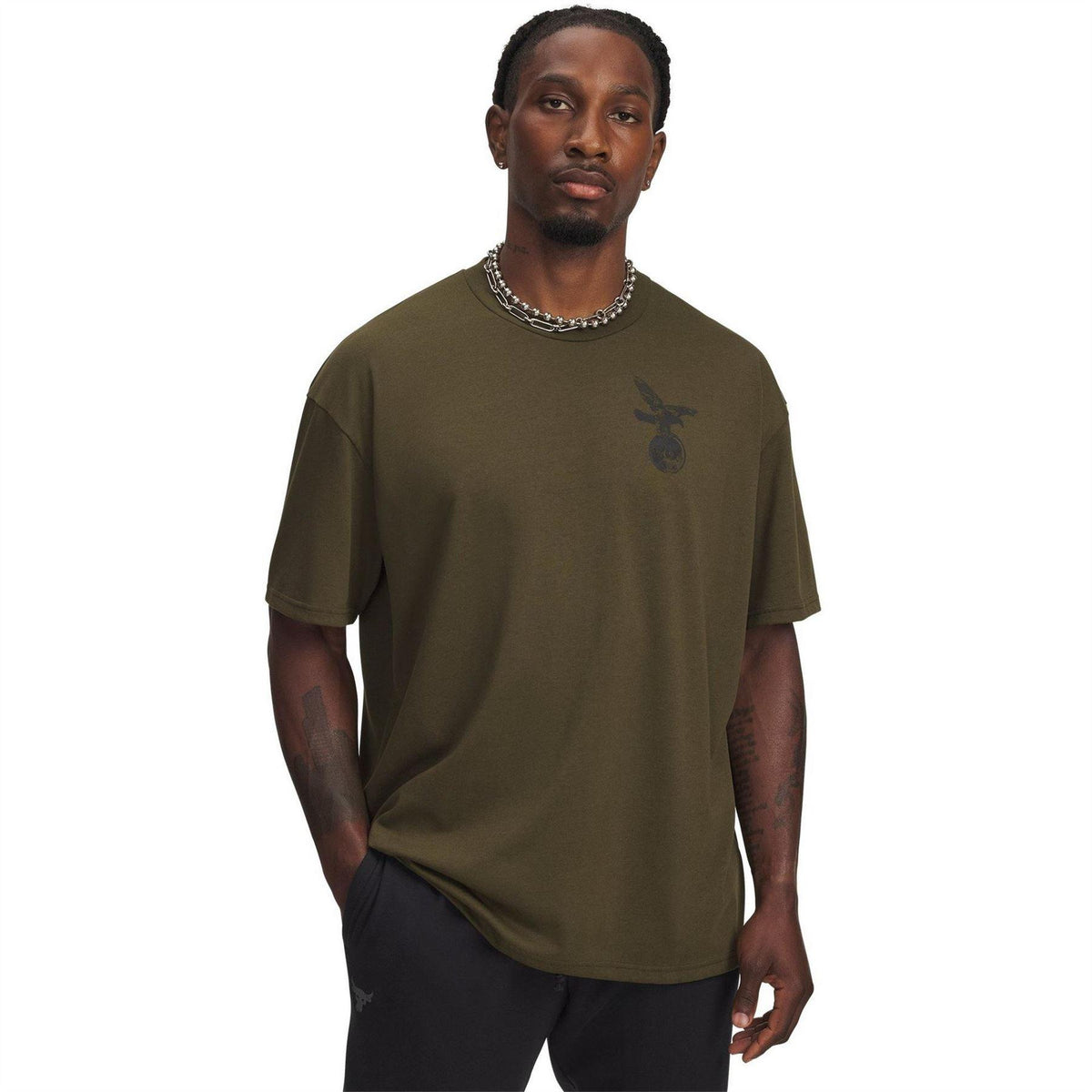 Green - Front - Under Armour Mens Project Rock Graphic Print T-Shirt