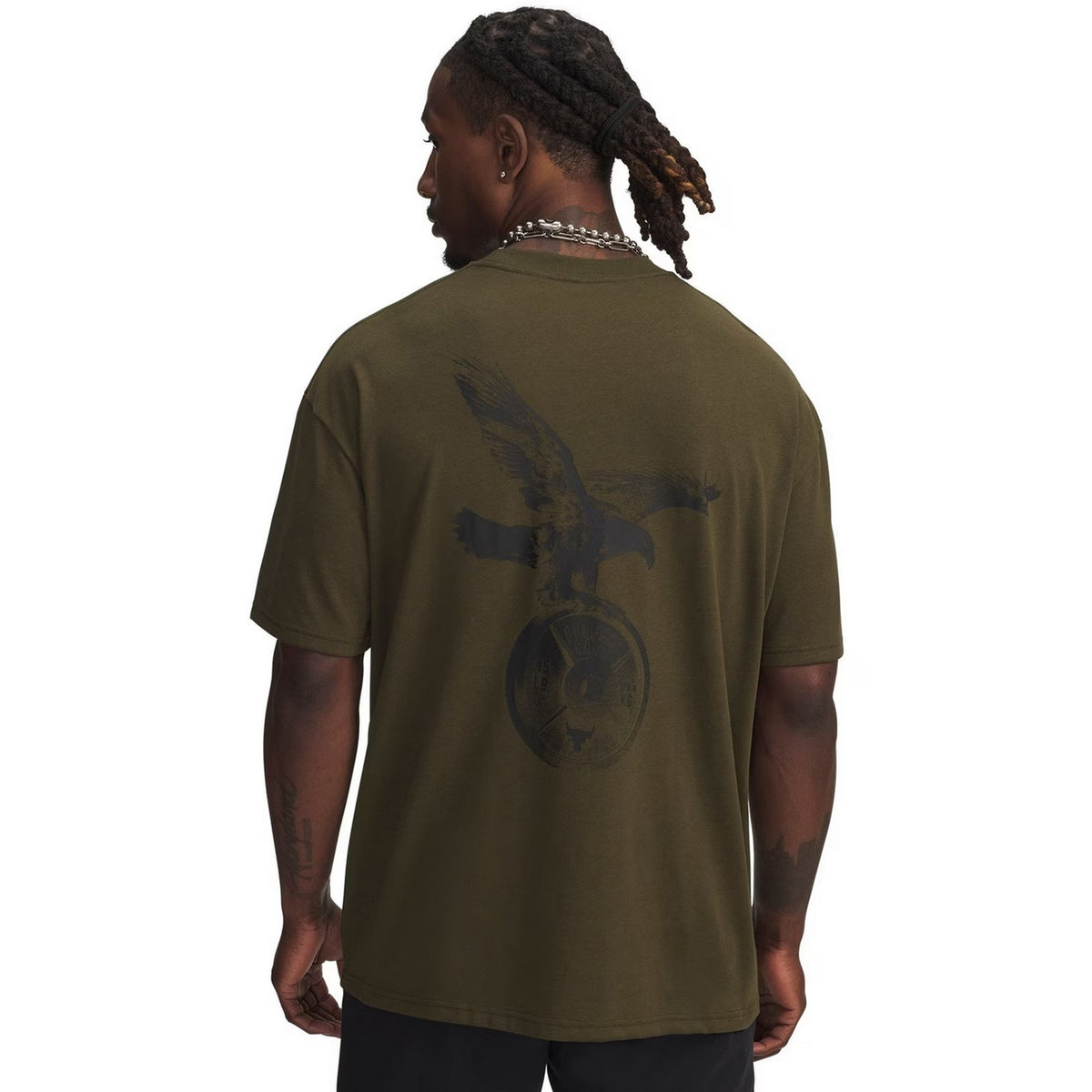 Green - Back - Under Armour Mens Project Rock Graphic Print T-Shirt