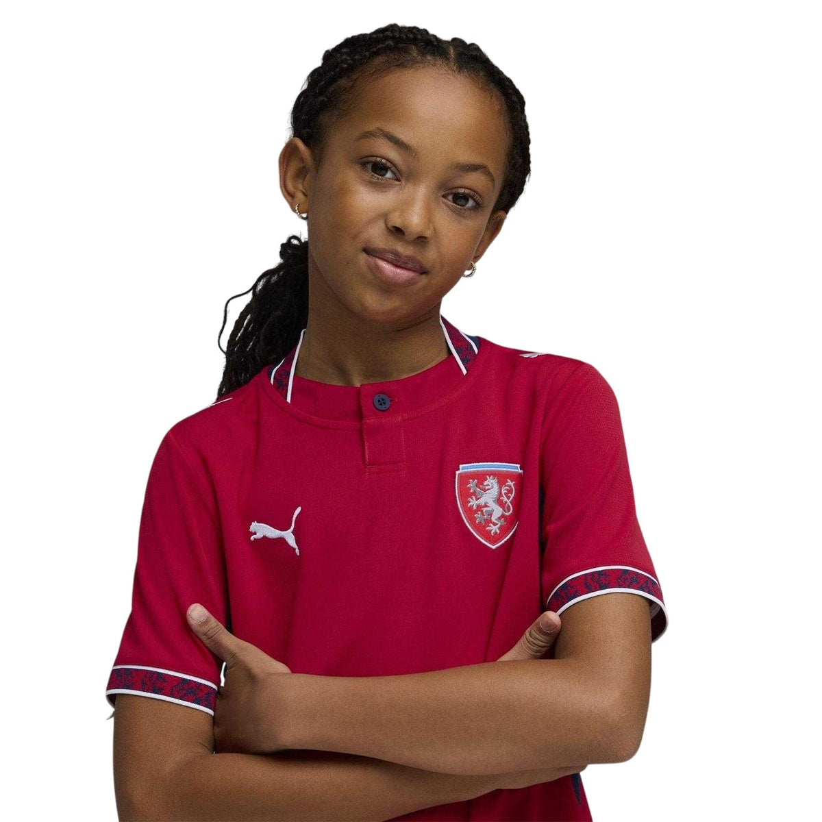 Red-Navy - Side - Puma Childrens-Kids World Cup 2026 Czech Republic Home Shirt