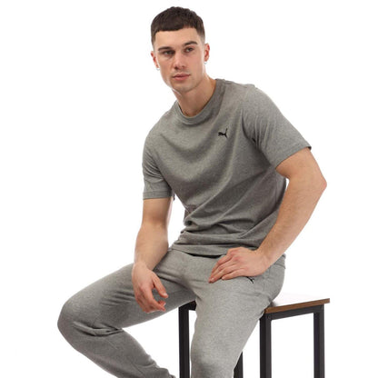 Grey - Lifestyle - Puma Mens Essential Small Logo Cotton Short-Sleeved T-Shirt