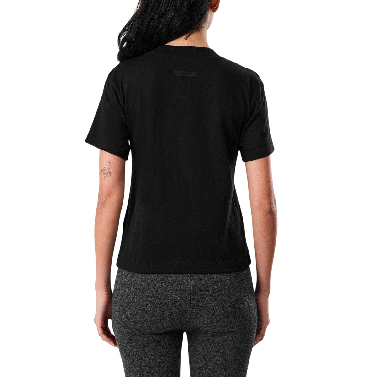 Black - Back - Fear Of God Essentials Womens-Ladies Logo Triblend Cropped Boxy T-Shirt