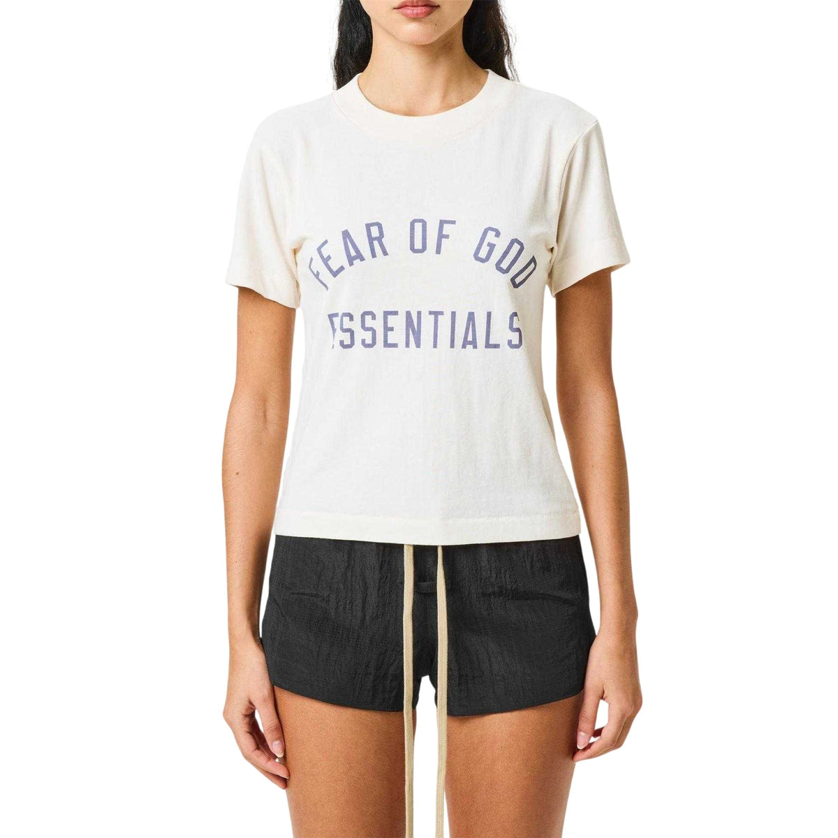 Shell - Side - Fear Of God Essentials Womens-Ladies Logo Triblend Cropped Boxy T-Shirt