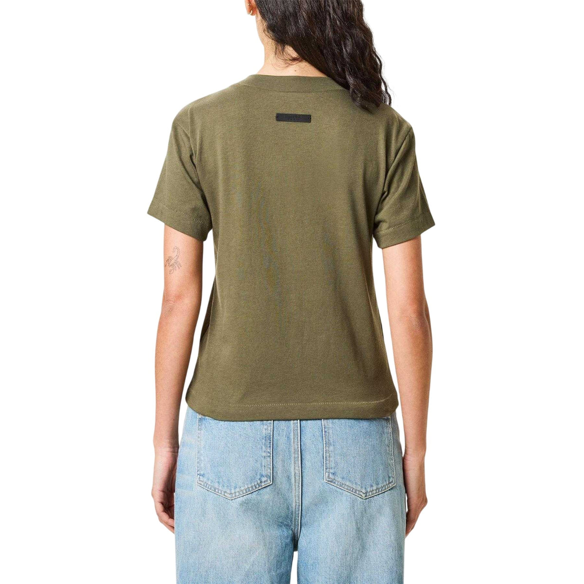 Military - Back - Fear Of God Essentials Womens-Ladies Logo Triblend Cropped Boxy T-Shirt