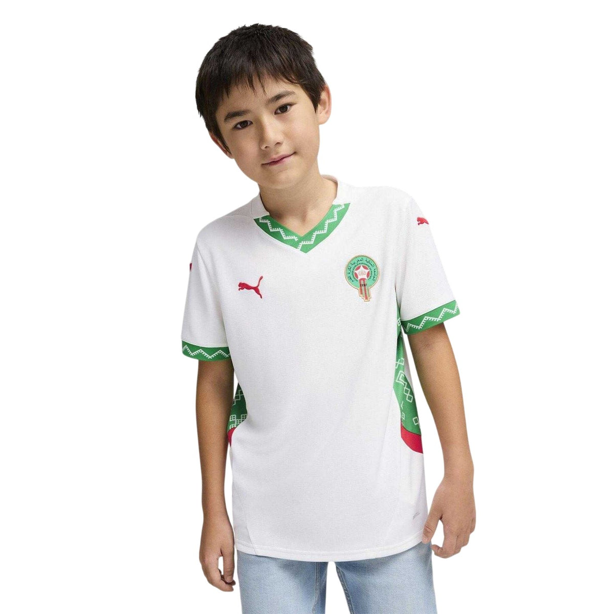 White-Green - Lifestyle - Puma Childrens-Kids 2025 Morocco Away Jersey