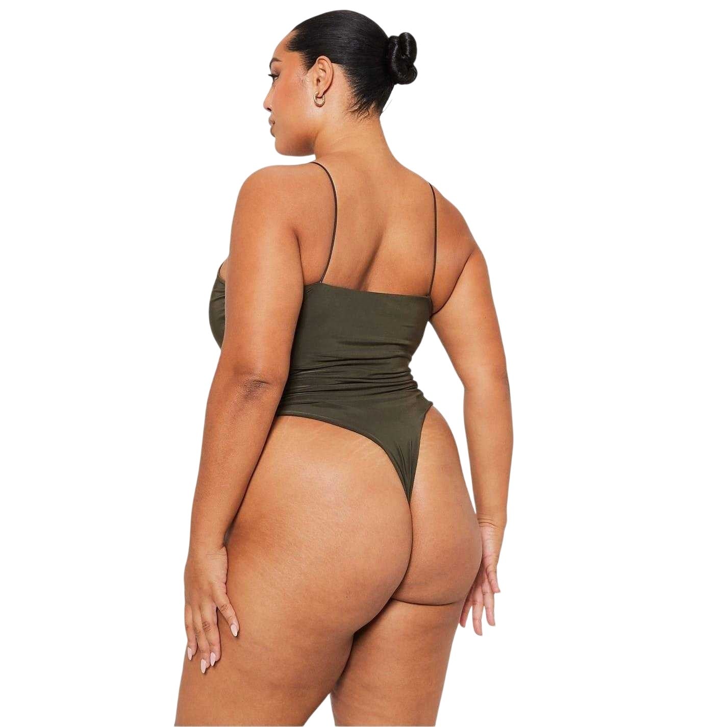 Khaki Green - Back - I Saw It First Womens-Ladies Double Layered Bodysuit