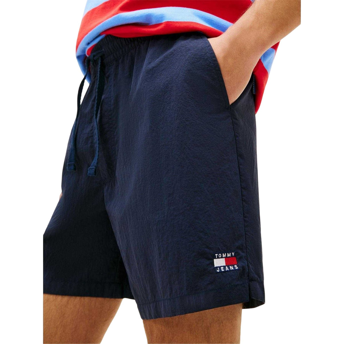 Dark Navy - Side - Tommy Jeans Mens Club Nylon Shorts