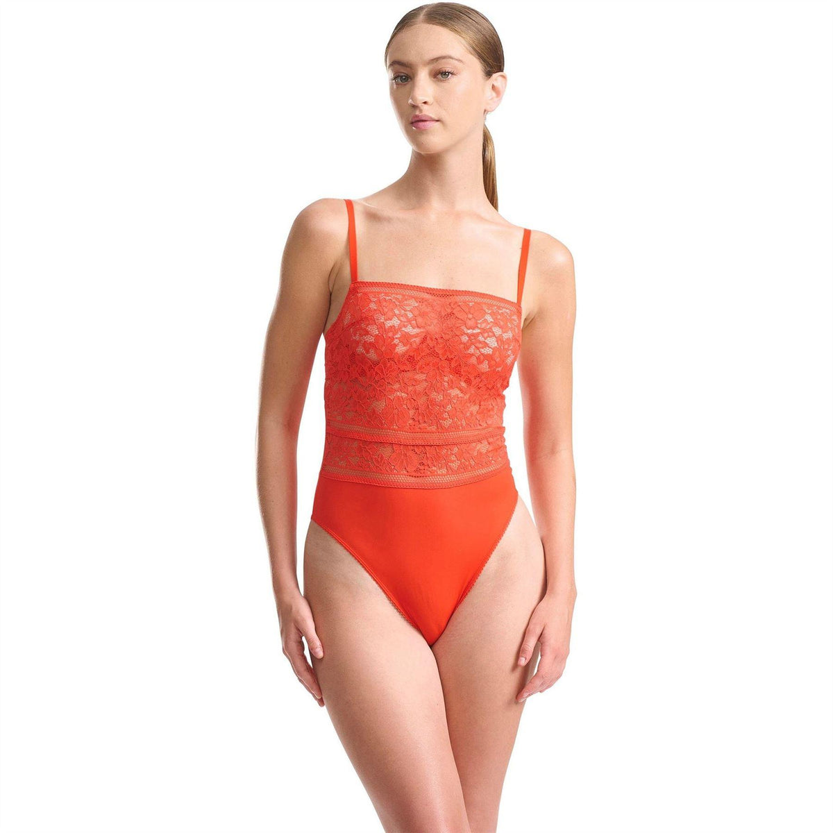 Red - Front - Wolford Womens-Ladies Floral Bodysuit