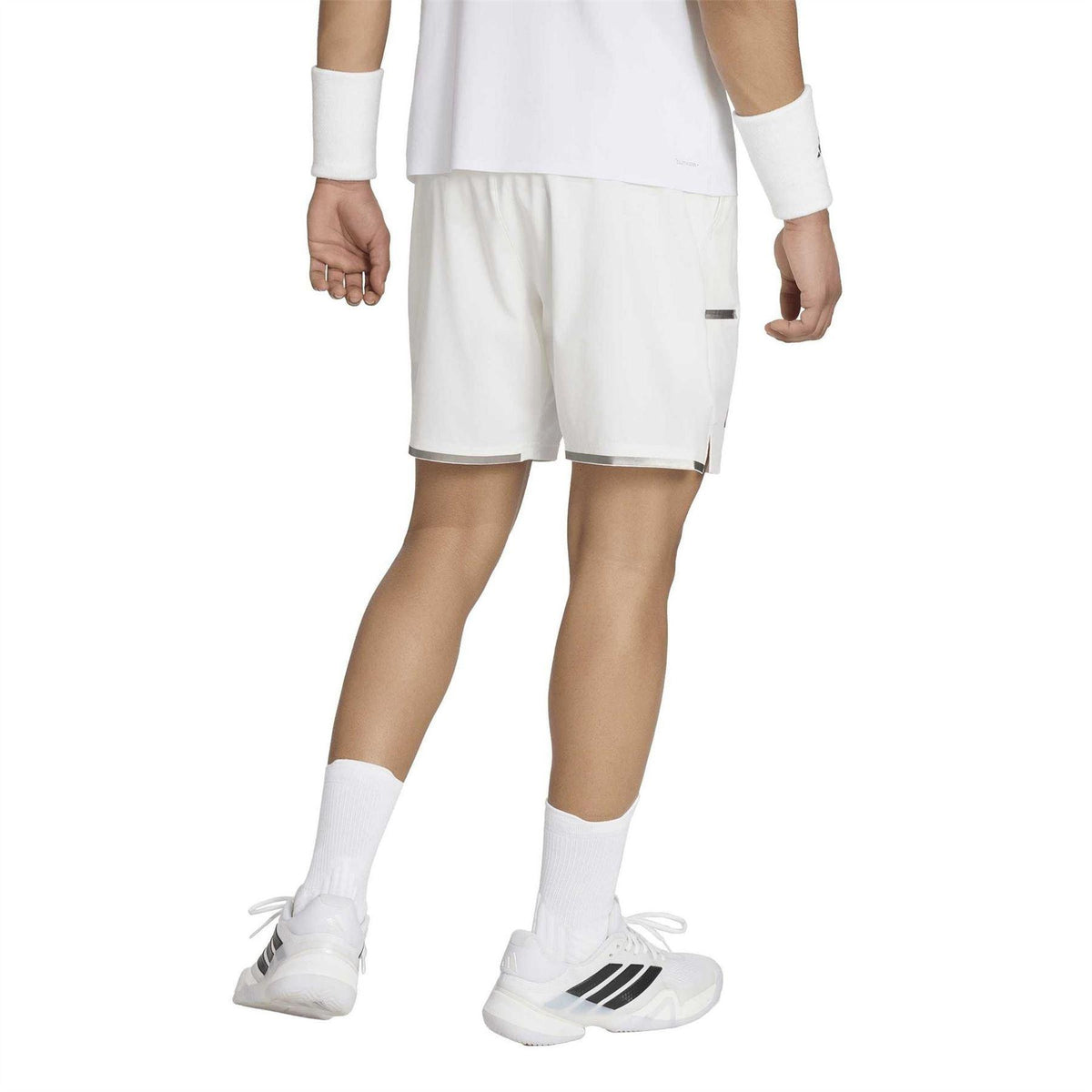 White - Back - Adidas Mens Wimbledon Drawstring Waist Tennis Shorts