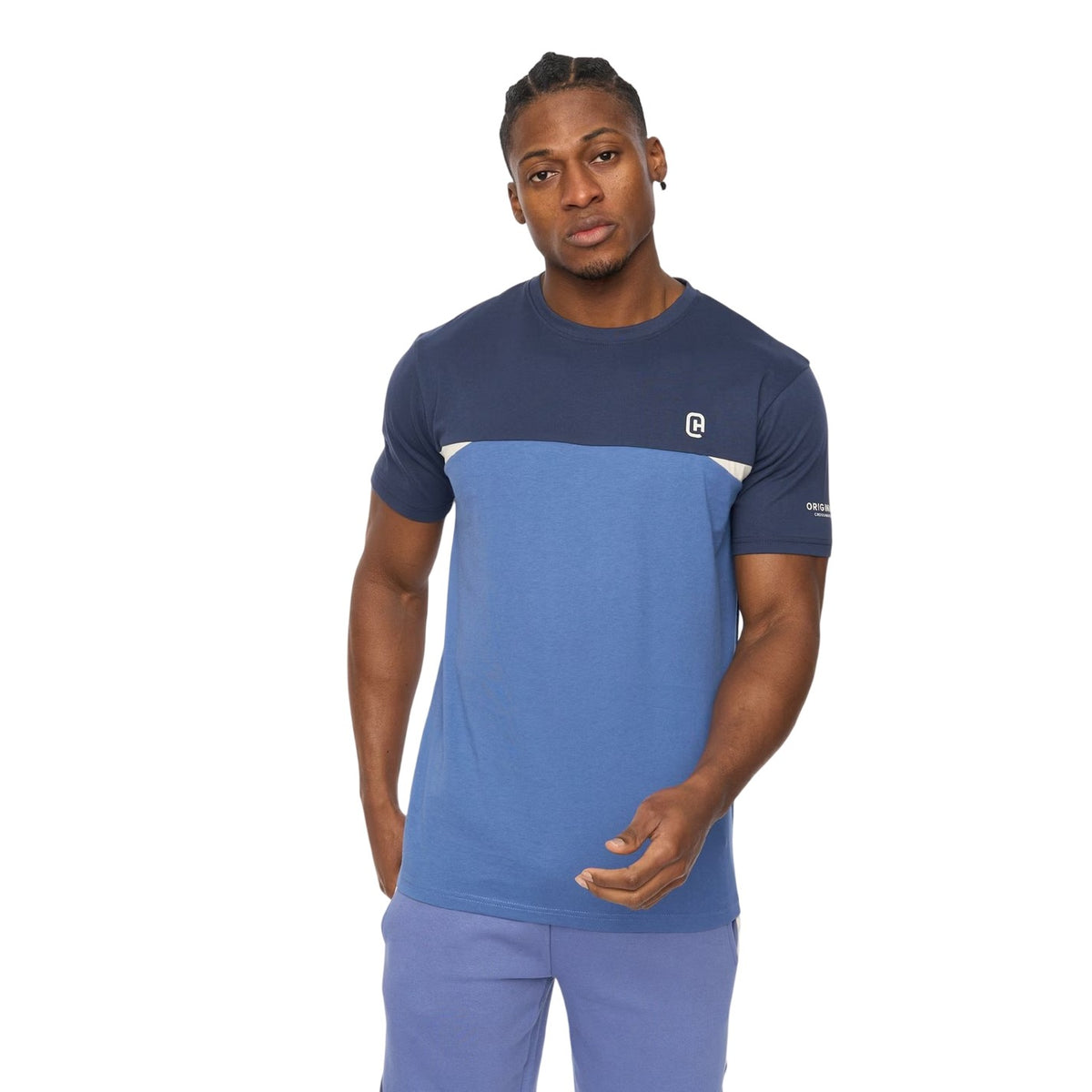 Blue - Lifestyle - Crosshatch Mens Castlebay Short-Sleeved T-Shirt