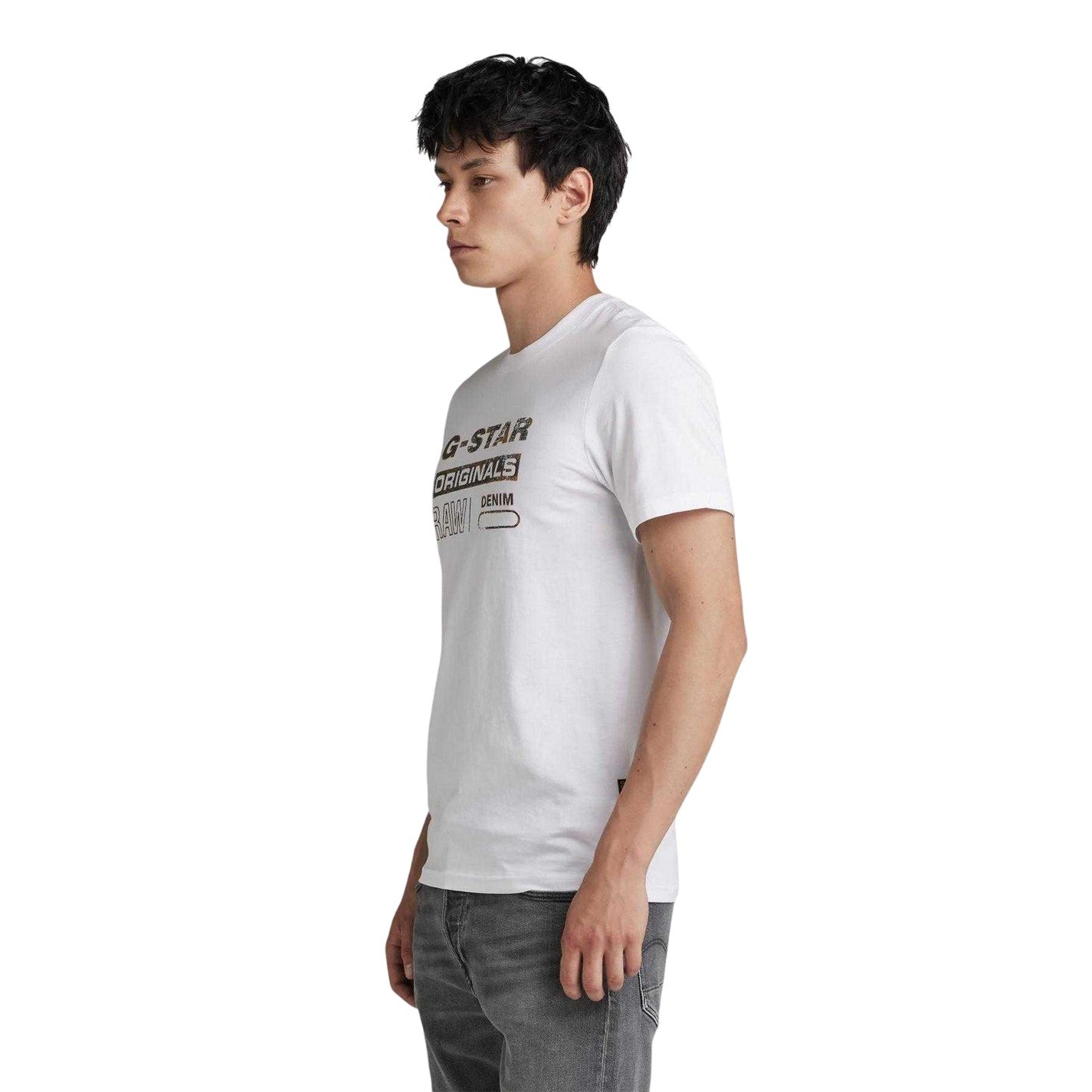 White - Side - G-Star Mens Graphic Print T-Shirt