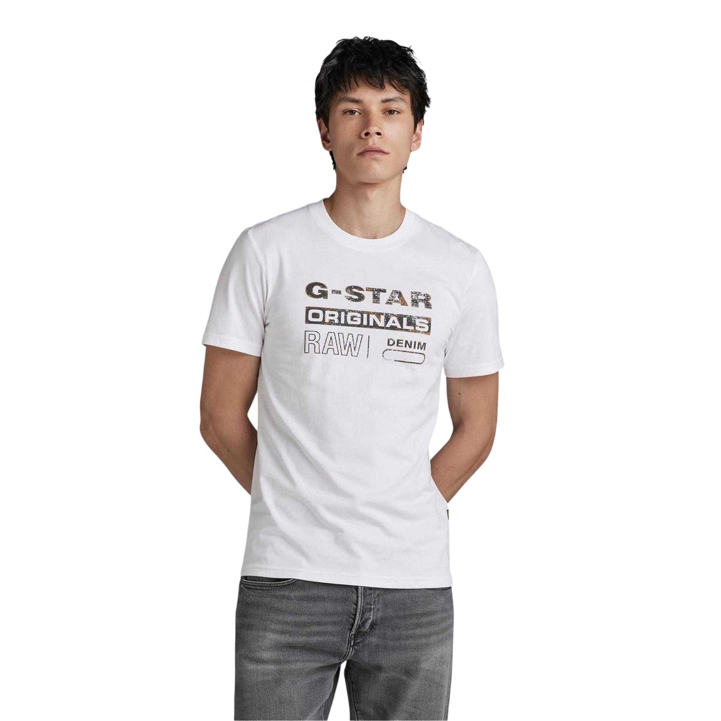 White - Pack Shot - G-Star Mens Graphic Print T-Shirt