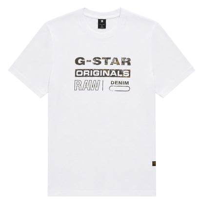 White - Front - G-Star Mens Graphic Print T-Shirt
