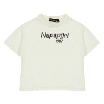 White - Front - Napapijri Childrens-Kids Graphic Print Regular Short-Sleeved T-Shirt