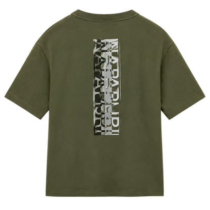 Green Tea - Back - Napapijri Childrens-Kids Back Print Regular Short-Sleeved T-Shirt